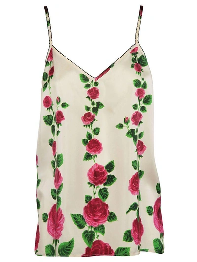 Shop Gucci Rose Garden Print Tank Top In Ivory