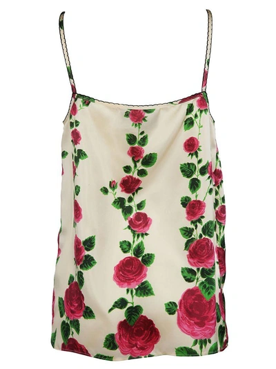 Shop Gucci Rose Garden Print Tank Top In Ivory