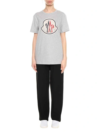 Shop Moncler Logo Patch T-shirt In Grigio