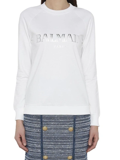 Shop Balmain Sweatshirt In White