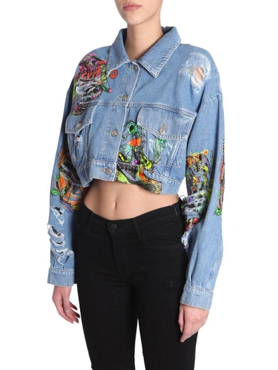 Shop Jeremy Scott Destroyed Denim Jacket