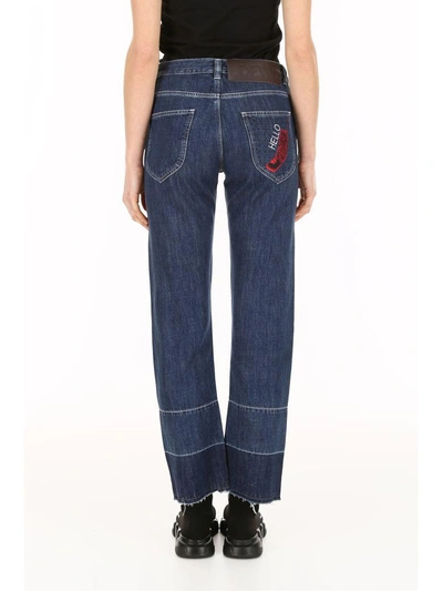 Shop Loewe Embroidered Jeans In Indigo|blu