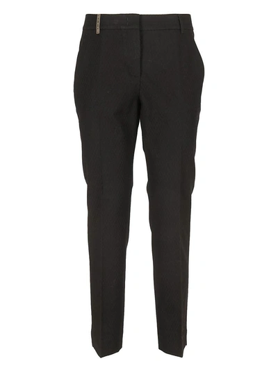 Shop Peserico Piquet Cotton Trousers In Black