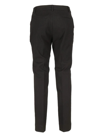 Shop Peserico Piquet Cotton Trousers In Black