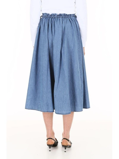 Shop Kenzo Flared Denim Skirt In Bleu Marine (blue)