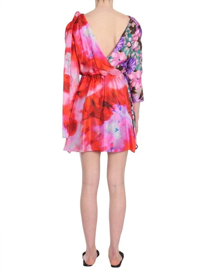 Shop Msgm Silk Dress In Multicolor