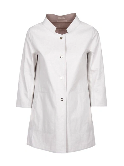 Shop Herno Lightweight Buttoned Parka In Off White