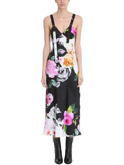 Shop Off-white Floral Strap Slip Dress In Black