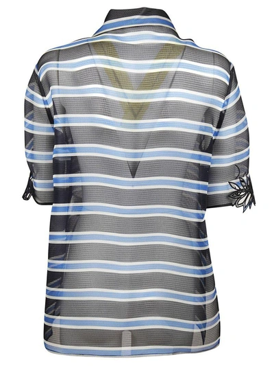 Shop Fendi Sheer Striped Blouse In Mercury