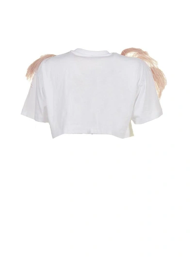 Shop Marcobologna Marco Bologna Feathered Cutie Crop Top In Bianco Rosa