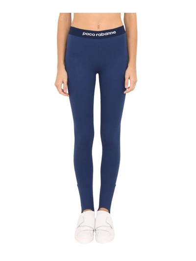 Shop Rabanne Jersey Tights In Blu