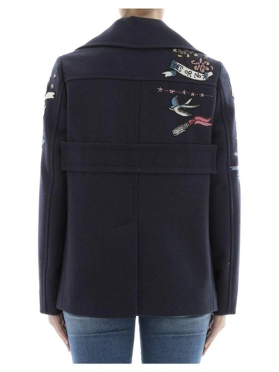 Shop Valentino Blue Wool Jacket