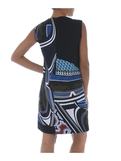 Shop Versace Cityscape Print Cady Dress In Nero/multicolor