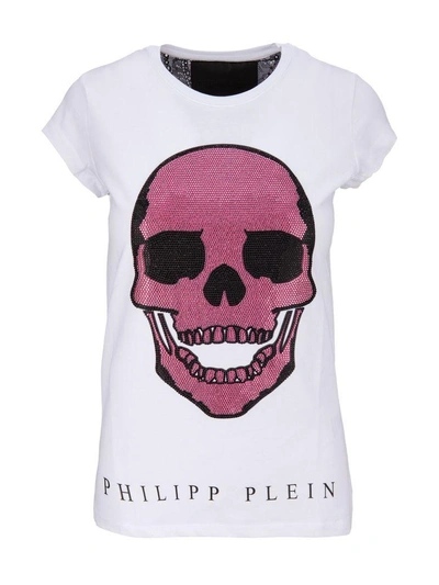 Shop Philipp Plein T-shirt In Bianco Rosa