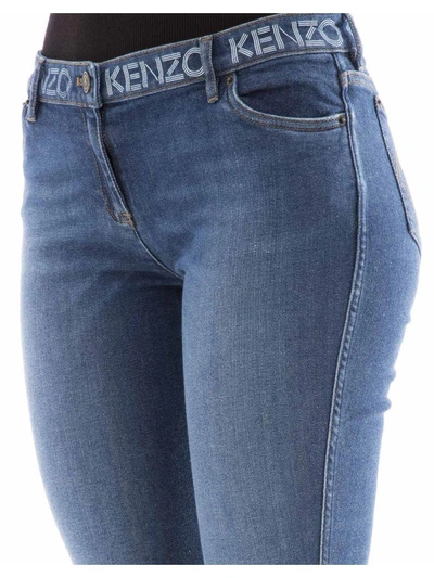 Shop Kenzo Blue Cotton Jeans