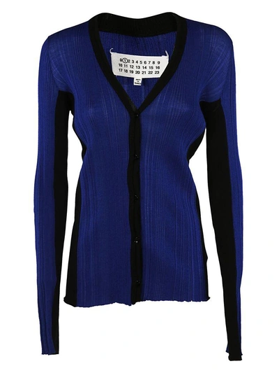 Shop Maison Margiela Knitted Cardigan In Blue