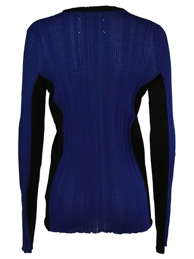 Shop Maison Margiela Knitted Cardigan In Blue