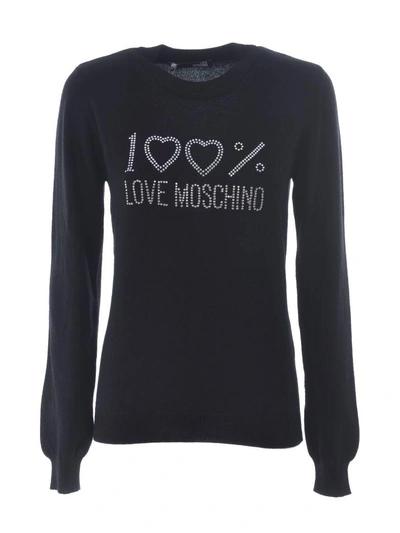 Shop Love Moschino Logo Sweater In Nero
