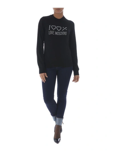 Shop Love Moschino Logo Sweater In Nero