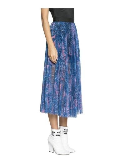 Shop Msgm Pleated Tulle Skirt In Blu