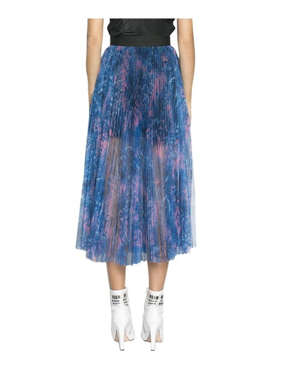 Shop Msgm Pleated Tulle Skirt In Blu