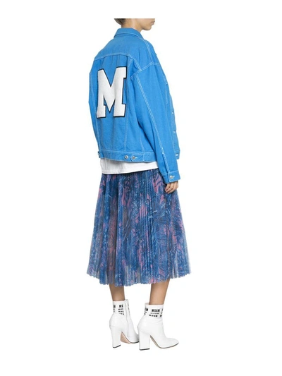 Shop Msgm Pleated Tulle Skirt In Blu