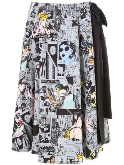 Shop Prada Collage Poplin Skirt In Ferro|grigio
