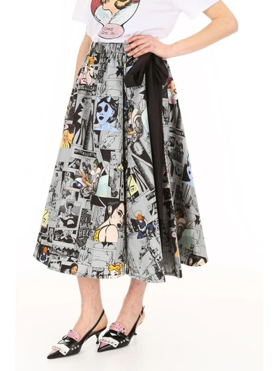 Shop Prada Collage Poplin Skirt In Ferro|grigio