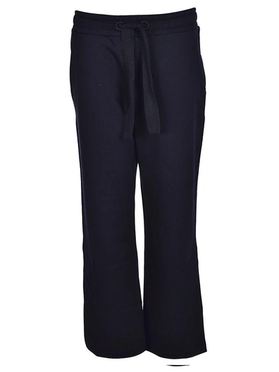 Shop Moncler Flared Cropped Track Trousers In Navy