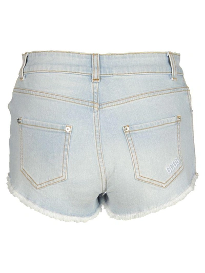 Shop Gcds Denim Short In Light Blue