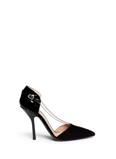 Giorgio Armani Chain Suede D'orsay Pumps In Black