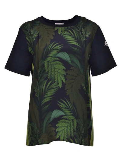 Shop Moncler Leafy Print T-shirt In Multicolor