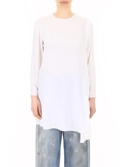 Shop Giorgio Armani Silk Tunic Shirt In Bianco (white)