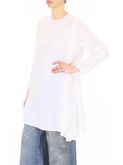 Shop Giorgio Armani Silk Tunic Shirt In Bianco (white)