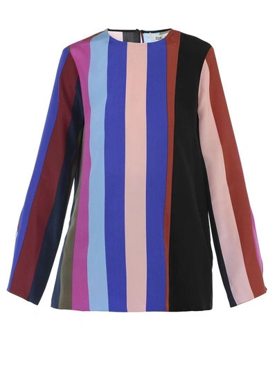 Shop Diane Von Furstenberg Silk Blouse In Carson Stripe Black Multi