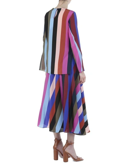 Shop Diane Von Furstenberg Silk Blouse In Carson Stripe Black Multi