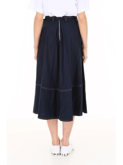 Shop Marni Long Cotton Skirt In Ultramarineblu