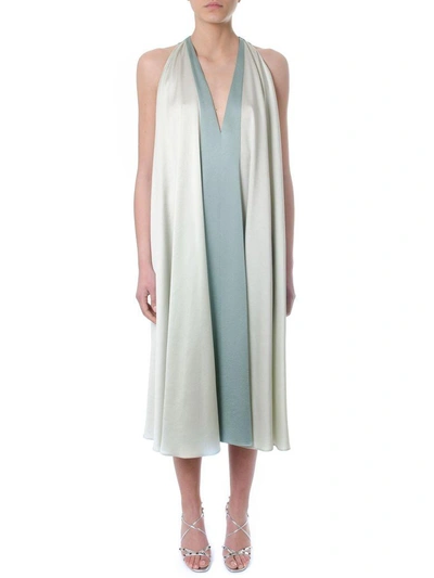 Shop Valentino Green Satin Oversize Dress