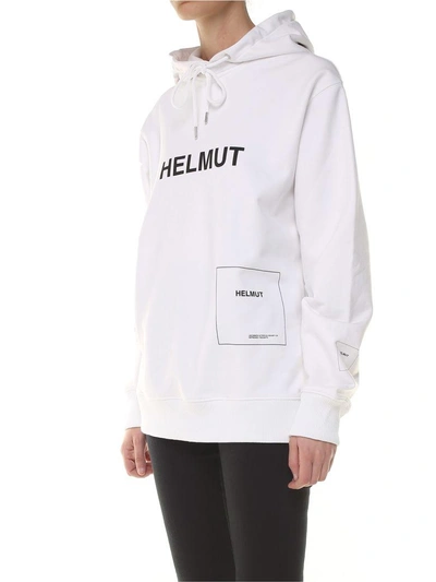 Shop Helmut Lang Helmuy Index Cotton-jersey Hoodie In Bianco