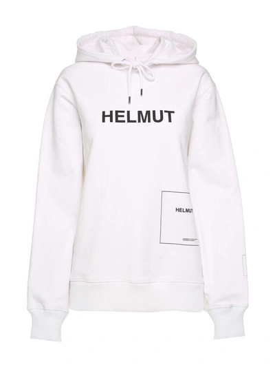 Shop Helmut Lang Helmuy Index Cotton-jersey Hoodie In Bianco