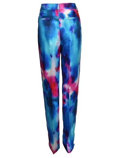 Shop Msgm Printed Trousers In Blue