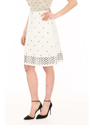 Shop Bottega Veneta Skirt With Eyelets In Latte New|bianco
