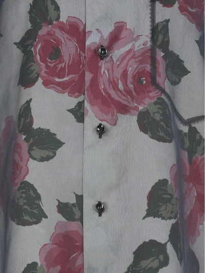 Shop Maison Margiela Silk Shirt In Black -white Printed Rose