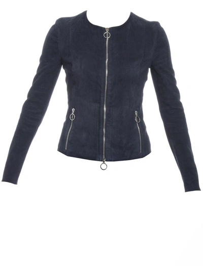 Shop Drome Jacket Leather Blue