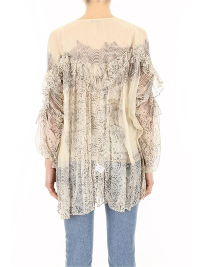 Shop Mes Demoiselles Lamour Blouse In Ecru Combo (beige)