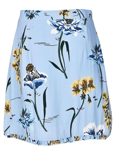 Shop Markus Lupfer Under Water Flower Skirt In Blue