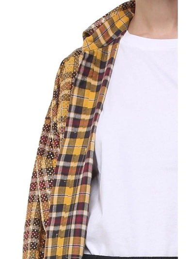 Shop Faith Connexion Studded Check-print Cotton Oversized Shirt In Giallo