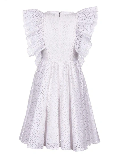 Shop Msgm Eyelet Ruffled Dress In White