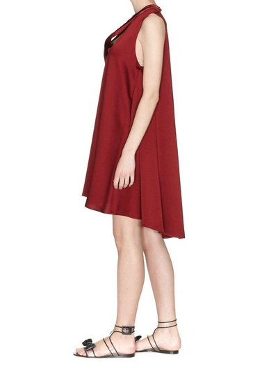 Shop Valentino Satin Dress In Red