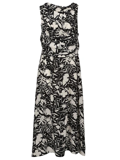 Shop Aspesi Floral Dress In Black-white